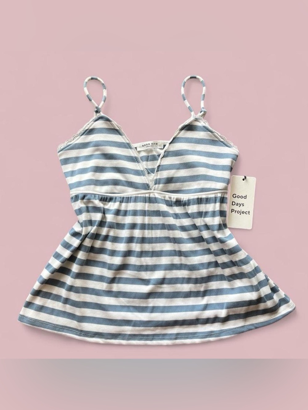 Preppy Babydoll Empire Waist Blue White Striped Boutique Top Good Days Project